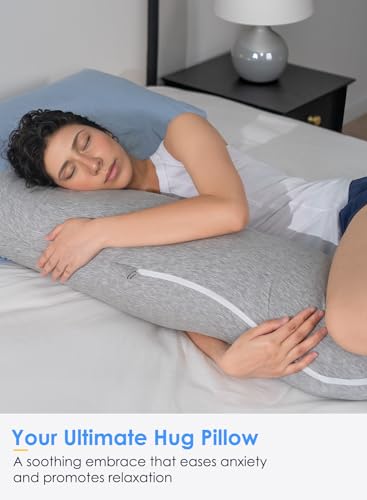 QUEEN ROSE Body Pillow for Side Sleepers, Cooling S Shaped Hug Pillow, Grey - color: Grey
