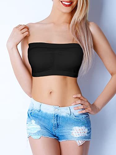 Boao Bandeau Bra Padded Strapless Bra for Women - color: Black, size: Large