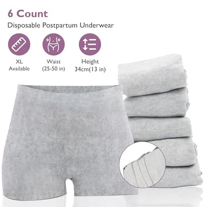 Postpartum Essentials Recovery Kit: Labor Delivery Post Partum 7 Pack Recovery Mom Care Set - Upside Down Peri Bottle | XL Disposable Underwear | Soothing Pads | Perineal Healing Foam | Canvas Bag