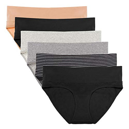 Intimate Portal Maternity Underwear, Cotton Foldable Under the Bump Briefs - color: 6-pk Epitome, size: Large