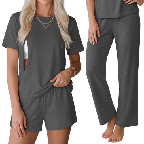 3 Piece Postpartum Nursing Pajamas Set Nursing Lounge Set - color: Dark Gray, size: X-Large