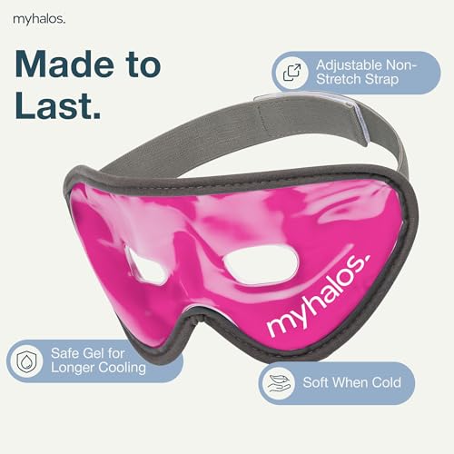 MyHalos Cooling Gel Eye Mask, Cold Ice Pack for Puffy Eyes & Dark Circles - color: Pink - 1 Pack