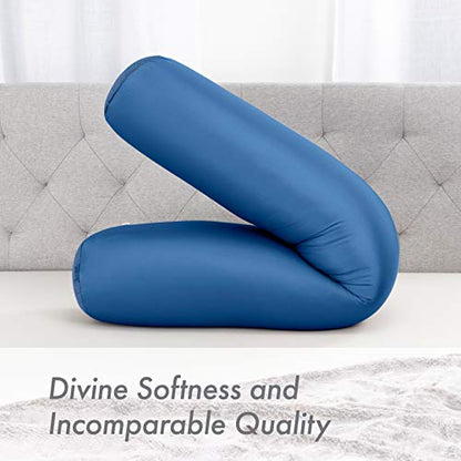 Microbead Body Pillow, Side Sleeping & Pregnancy, 48x8 in, Peacock Blue - color: Peacock Blue, size: Pillow & Cover