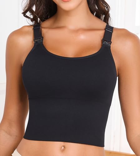 Suekaphin Nursing Longline Bra Tank Top Crop,Maternity Support Workout Sport Bra - size: Medium