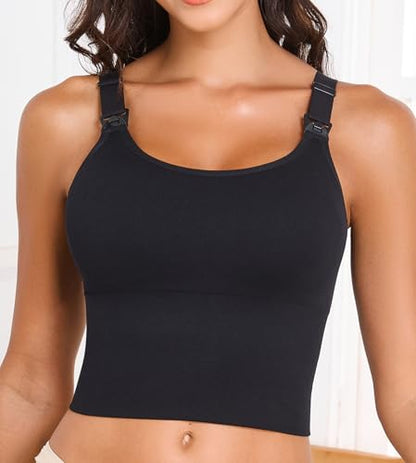 Suekaphin Nursing Longline Bra Tank Top Crop,Maternity Support Workout Sport Bra - size: Medium