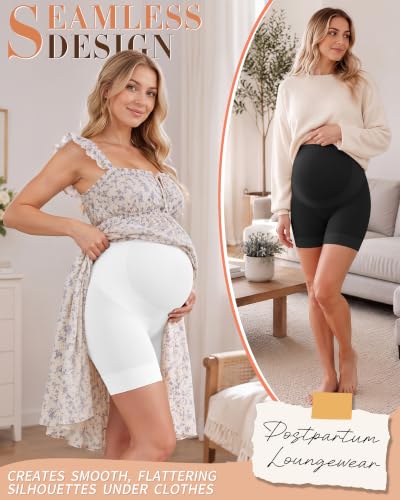 3 Pack Maternity Shapewear Shorts - color: White, Light Pink, Black, size: Small