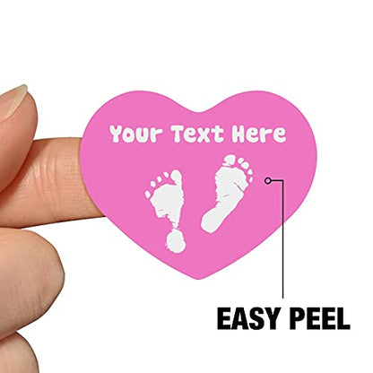 Personalized Custom 1 Line Baby Feet on Pink Shower Heart Shaped Planner - color: Opaque