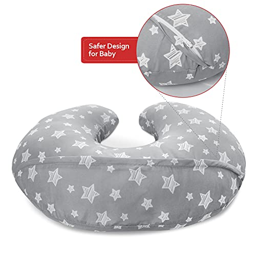 Nursing Pillow Cover for Baby Snug Fits Boppy Nursing Pillows - color: Grey Star