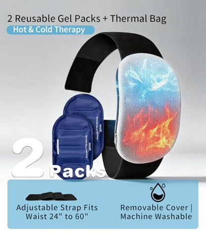 UNCN Extra Large Ice Pack Back Pain Relief 2 Pack Adjustable Waist Strap