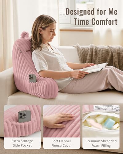 Blissful Diary Reading Pillow for Bed, Backrest Pillow, Plush Pink - color: Fuzzy Plush Pink, size: Large(20inch)