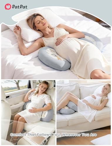 PATPAT Pregnancy Pillow, Cooling Maternity Pillow with Adjustable Wedge - color: Gray