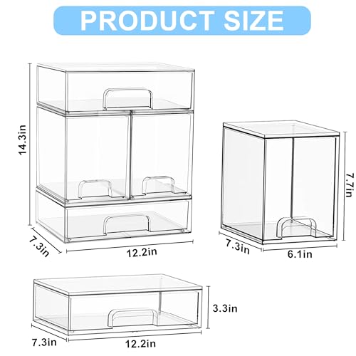 Baby Bottle Organizer, Stackable Storage Drawers with Labels and Hooks