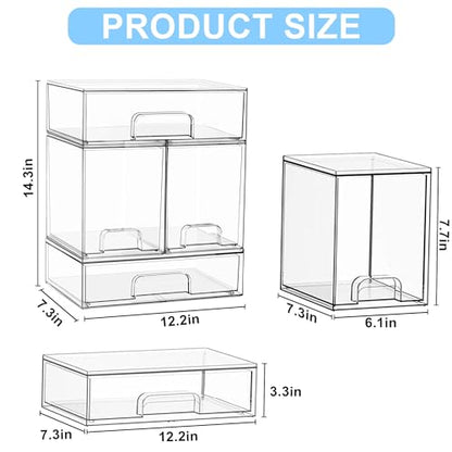 Baby Bottle Organizer, Stackable Storage Drawers with Labels and Hooks