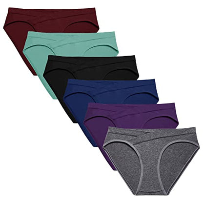 Molasus Cotton Crossover Maternity Underwear Under Bump Pregnancy Bikinis Panties - color: Multicolor-02, size: Small