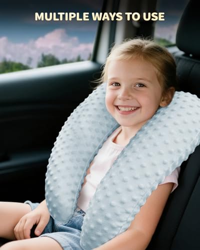 Memory Foam Kids Travel Pillow, Car Pillow for Kids, Velvet Dots, Blue - color: Blue