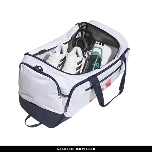 adidas Defender Duffel Bag - color: White/Night Indigo/Pure Ruby Red/Medium 59L, style: Medium 59l