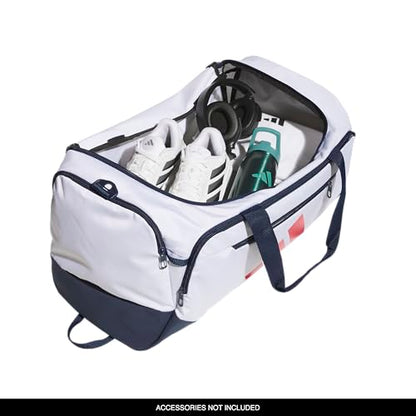 adidas Defender Duffel Bag - color: White/Night Indigo/Pure Ruby Red/Medium 59L, style: Medium 59l