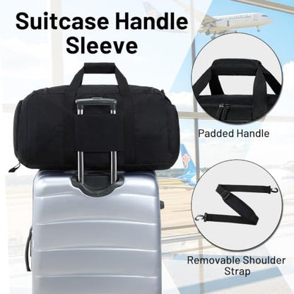 MIER Packable Travel Duffle Bag with Shoe Compartment, 80L, Black - color: Black, size: 80L