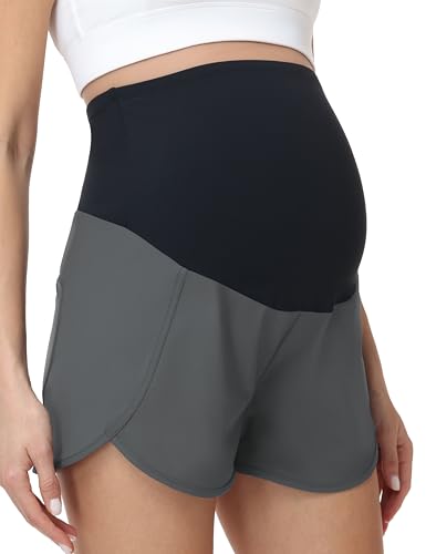 Women's Maternity Athletic Shorts - color: Grey, size: Small