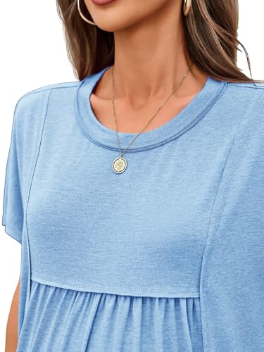 Tankaneo Womens Maternity Tops Batwing Short Sleeve Pregnancy T Shirts - color: Sky Blue, size: Large