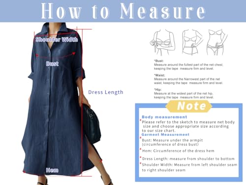 chouyatou Women's Spring Button Down Cotton Shirt Dress Summer Flowy Side Slit Maxi Shift Dress - color: Navy Blue, size: Medium