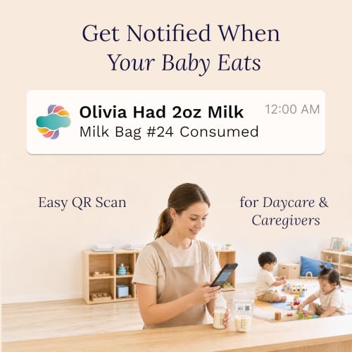 Cubtale Smart Milk Bag Labels – Breast Milk Expiration, Inventory & Storage Tracking with QR Code – Caregiver Access to Breastfeeding Details – 500 Consecutively Numbered Self-Adhesive Labels