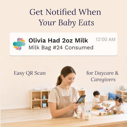 Cubtale Smart Milk Bag Labels – Breast Milk Expiration, Inventory & Storage Tracking with QR Code – Caregiver Access to Breastfeeding Details – 500 Consecutively Numbered Self-Adhesive Labels
