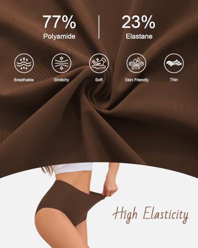 Womens Underwear Seamless High Waisted Women's Panties 6 Pack - color: Multicolor-a, size: Large