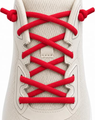1 Pair Oval Athletic Shoe Laces Elastic ShoeLaces for Sneakers - color: Red