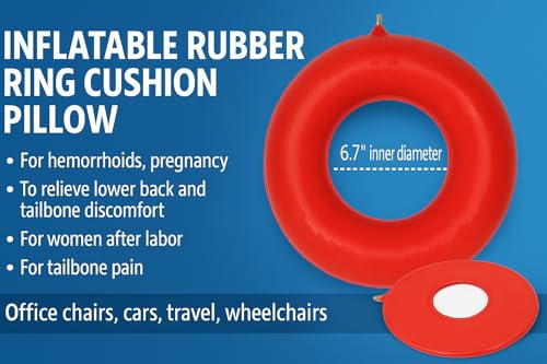 Top Med ETS Inflatable Rubber Ring Cushion Pillow for Hemorrhoid,Pregnancy 18 Inch