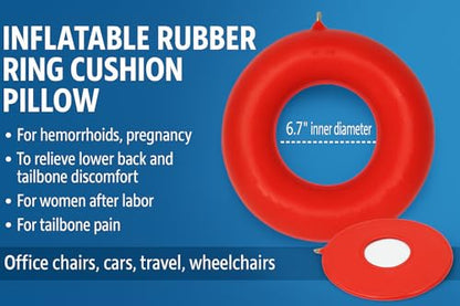 Top Med ETS Inflatable Rubber Ring Cushion Pillow for Hemorrhoid,Pregnancy 18 Inch