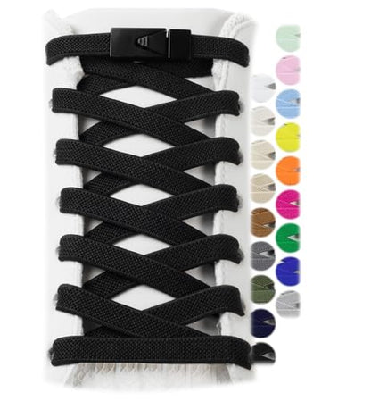 Stepace 2 Pairs Elastic Shoe Laces for Sneakers No Tie Shoelaces for Adults - color: Black
