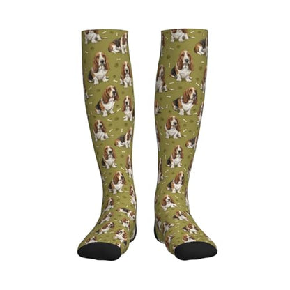 Cute Dog Compression Socks Women Men, Dog Lover Gift - color: Basset Hound