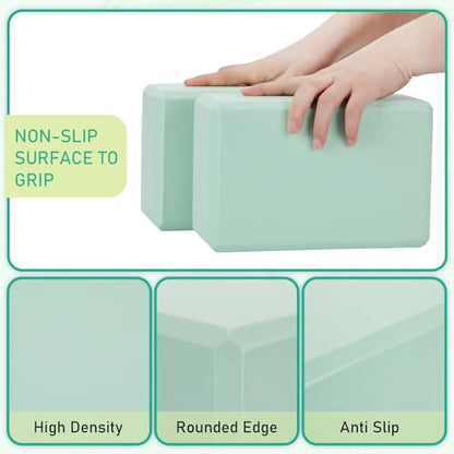 Wettarn 6 Pack EVA Yoga Blocks Bulk, Non Slip Pilates Brick - color: Mint Green