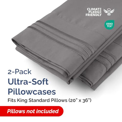 King Standard Pillow Cases Set of 2 - Soft Pillowcase Covers - Dark Grey - color: 06 - Dark Grey, size: King Standard