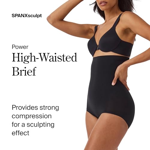 SPANX SPANXsculpt Power Series High-Waisted Brief - color: Very Black, size: Medium