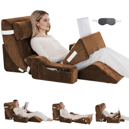 Wedge Pillow Set for After Surgery,Dark Brown,9PCS-23.2" - color: Dark Brown, size: 9PCS-23.2''