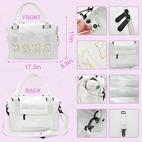 Chenille Letter Duffle Bag, Mama Bag With Patches