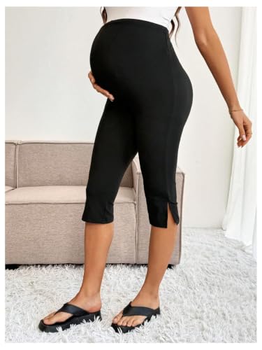 MakeMeChic Women's Maternity Capris Pants High Waisted Cropped Leggings - size: Large