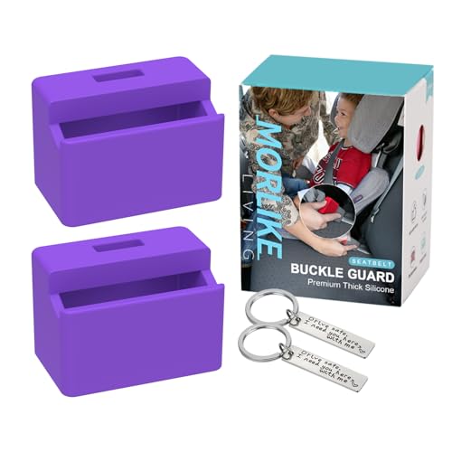 Morlike Silicone Seatbelt Secure Buckle Safety Cover Lock (Purple, 2 Pack) - color: PURPLE