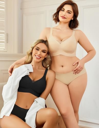 Avidlove Womens Wireless Bras Full Coverage Seamless Bra Comfortable Bralette Everyday Bras - color: Black, size: Medium