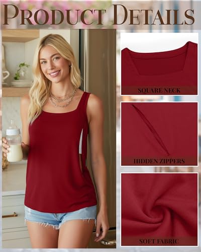 Oakgarden 3 Pack Women's Maternity Nursing Tank Tops - color: Black, Gray Green, Red, size: Large