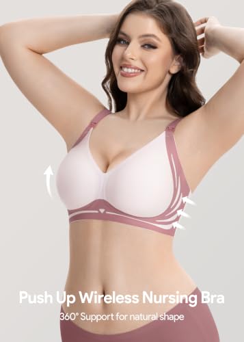 HBselect Nursing Bras for Breastfeeding 3 Pack Women Maternity Jelly Bras - color: C: 3pack(black/Dusty Pink/Gray Blue), size: Medium