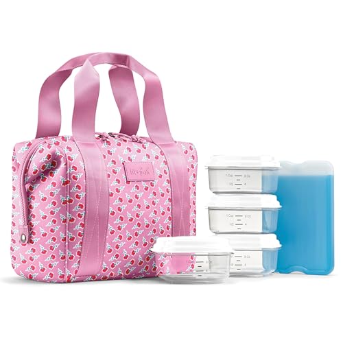 Fit & Fresh Remi Neoprene Lunch Bag for Women w/Ice Pack & Containers - color: Sweet Pink Block, size: One Size