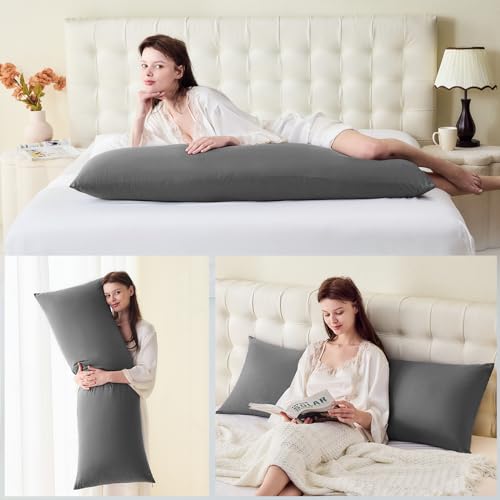 DOWNSTORIA Body Pillow Pillowcase, Ultra Soft Microfiber Long Pillow Cover, Envelope Closure Large Pillow Cases 20x54 inch (Dark Gray) - color: Dark Gray