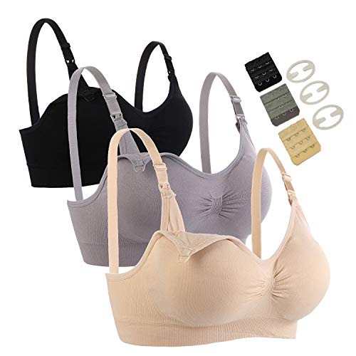 3 Pack Nursing Bra for Woman, Seamless Breastfeeding Bras - color: G1, size: Small
