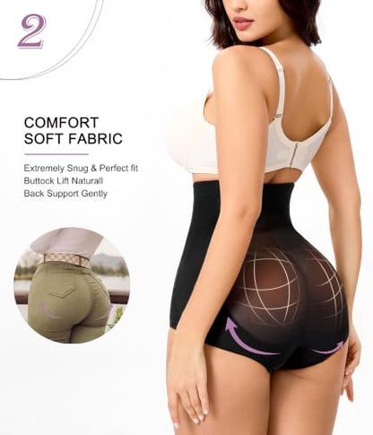 YERKOAD Tummy Control Shapewear for Women High Waist Butt Lifting Panties - color: Black, size: Large