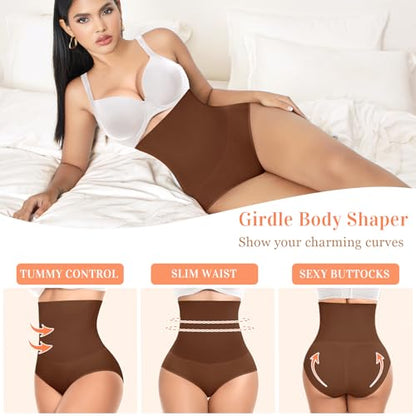 Werena Tummy Control Shapewear for Women High Waisted Body Shaper Panties Slimming Girdle Shaping Briefs - color: 1# Chocolate, size: Large