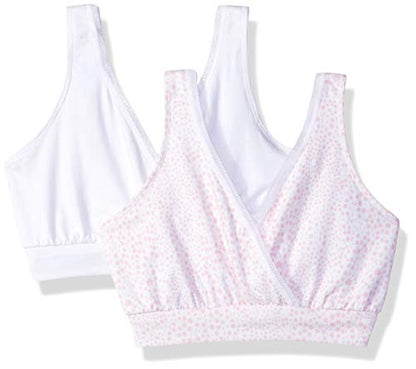 Playtex Women's Nursing Pullover Sleep Bra 2-Pack US02PK - color: White/Small Floral Print Gentle Peach, size: X-Small
