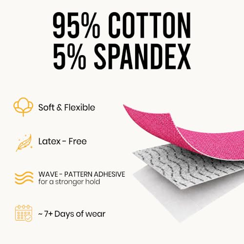 Precut Kinesiology Tape with Tin, 40 Strips 2"×10", Pink - color: Pink